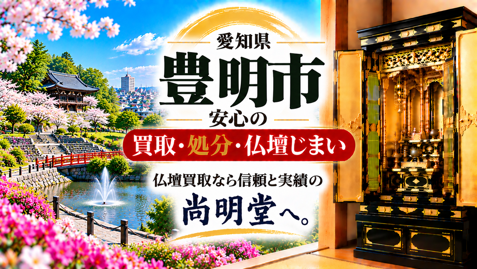 愛知県 豊明市 仏壇買取 豊明市 仏壇処分・仏壇じまいなら仏壇買取専門店の尚明堂【優良】