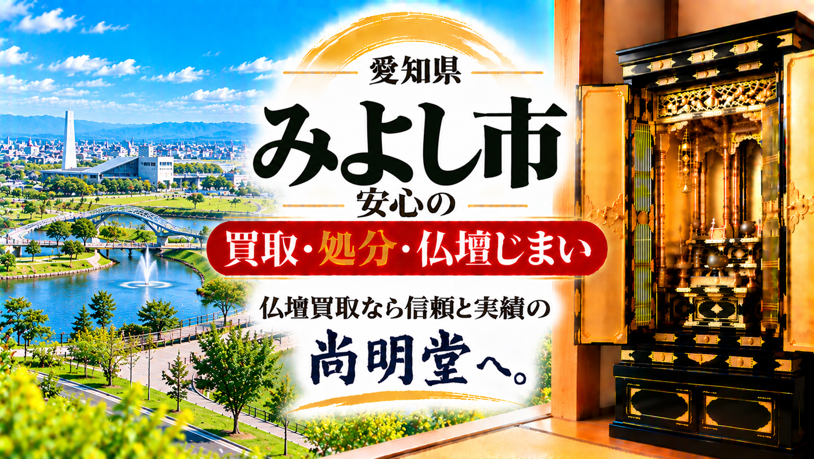 愛知県 みよし市 仏壇買取 みよし市 仏壇処分・仏壇じまいなら仏壇買取専門店の尚明堂【優良】
