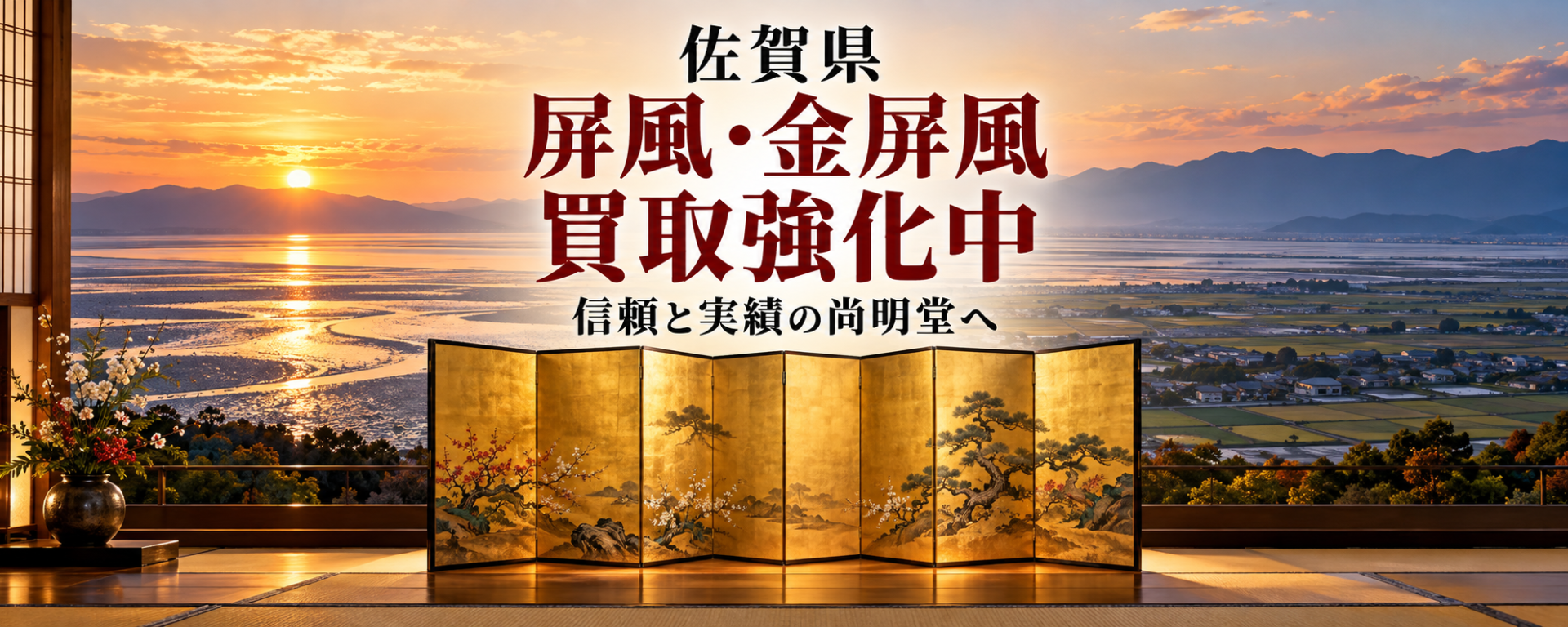佐賀県 屏風 買取 金屏風 買取なら尚明堂！高価買取強化中！【九州窓口】