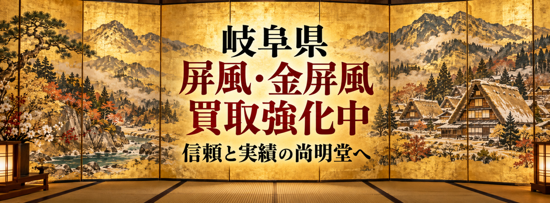 岐阜県 屏風 買取 金屏風 買取なら尚明堂！高価買取強化中！【見積無料】